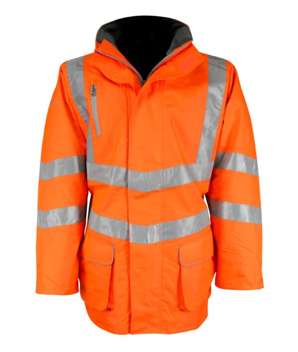 Black Knight Sabre 2 Breathable Hi Vis Rail Jacket Orange