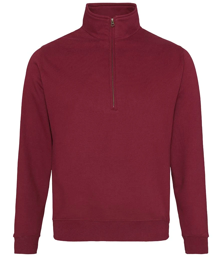 AWDis Sophomore Zip Neck Sweatshirt JH046 Burgandy
