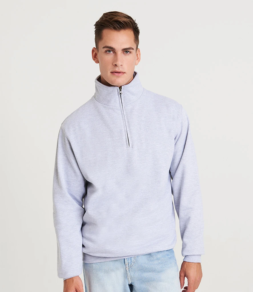AWDis Sophomore Zip Neck Sweatshirt JH046 Heather Grey