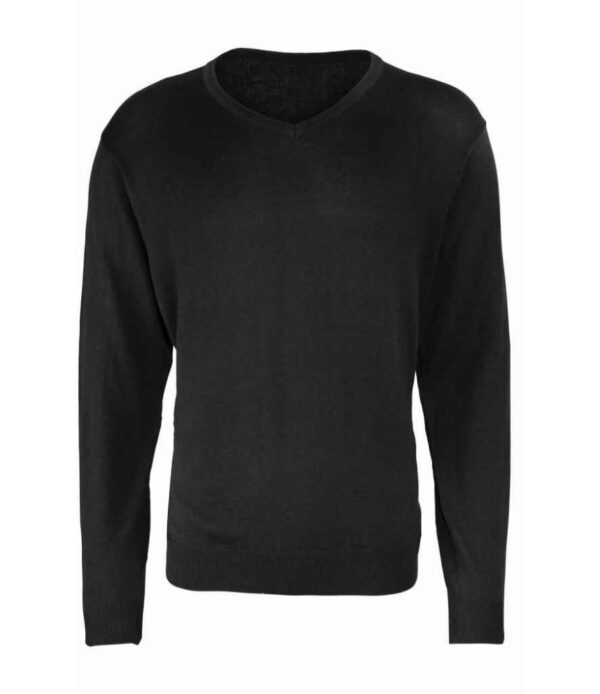 PR694 Premier knitted cotton acrylic v neck sweater black