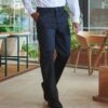 H640 Henbury flat fronted chino trousers navy front