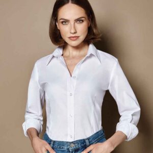 Kustom Kit Ladies Long Sleeve Workwear Oxford Shirt K361 White