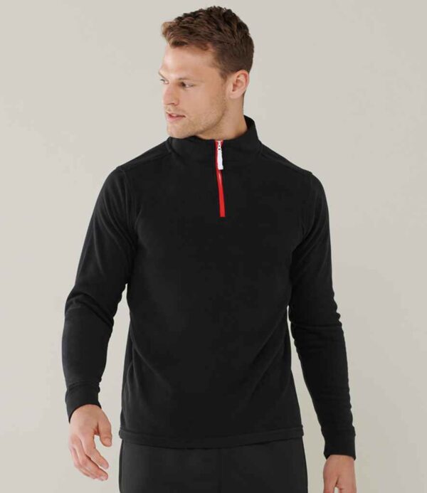 Finden & Hales Piped Zip Neck Fleece LV570 Black-Red