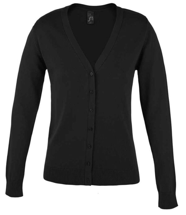 90012 Sols ladies cotton acrylic v neck cardigan black