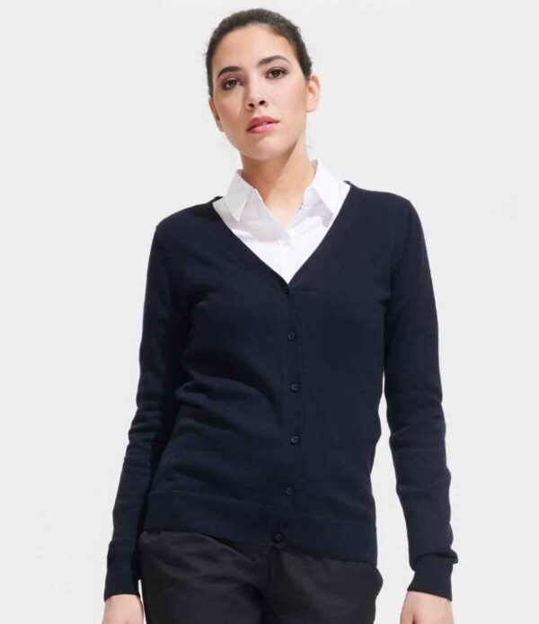 90012 Sols ladies cotton acrylic v neck cardigan navy