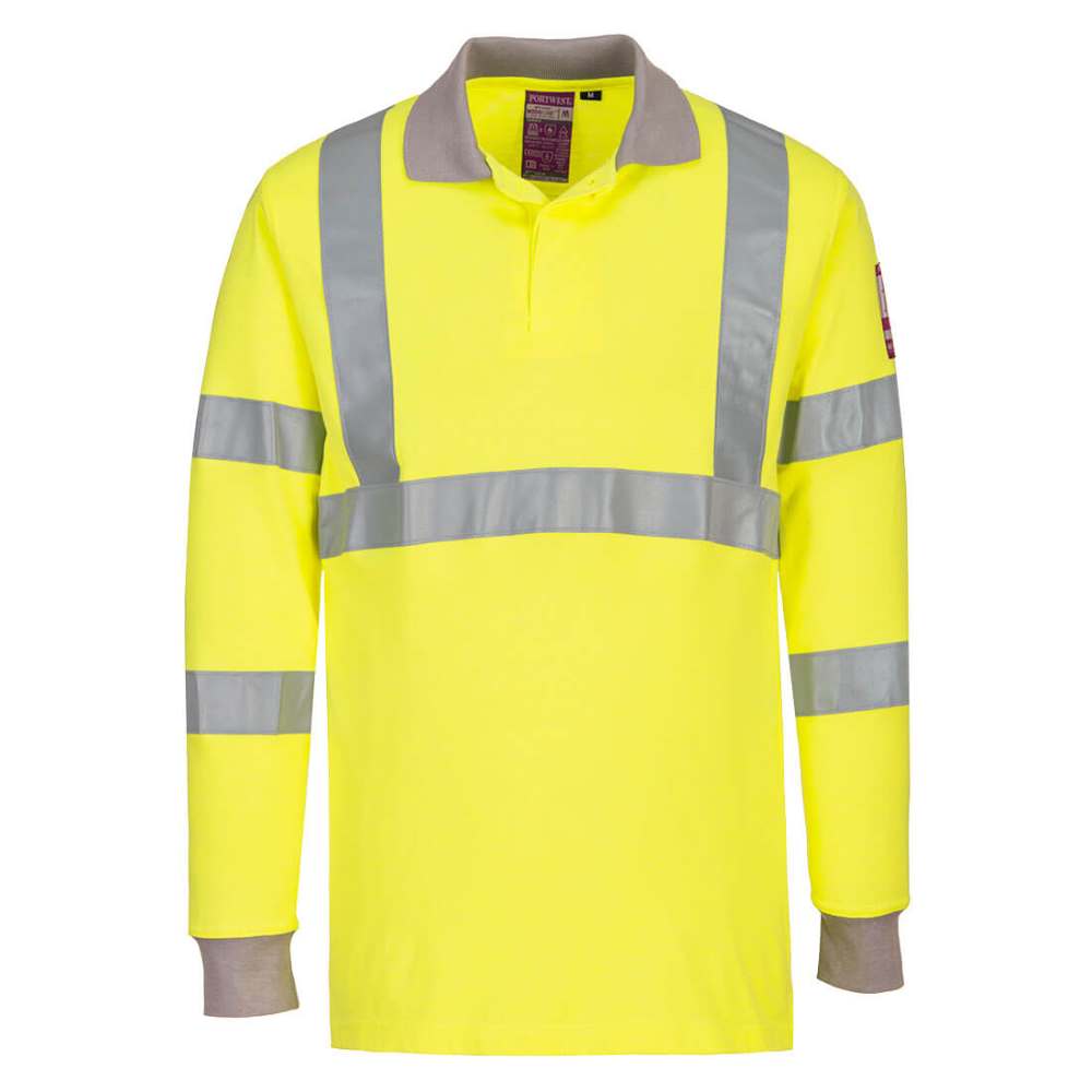 FR77 Portwest Modaflame Hi-vis Polo Long Sleeve Yellow