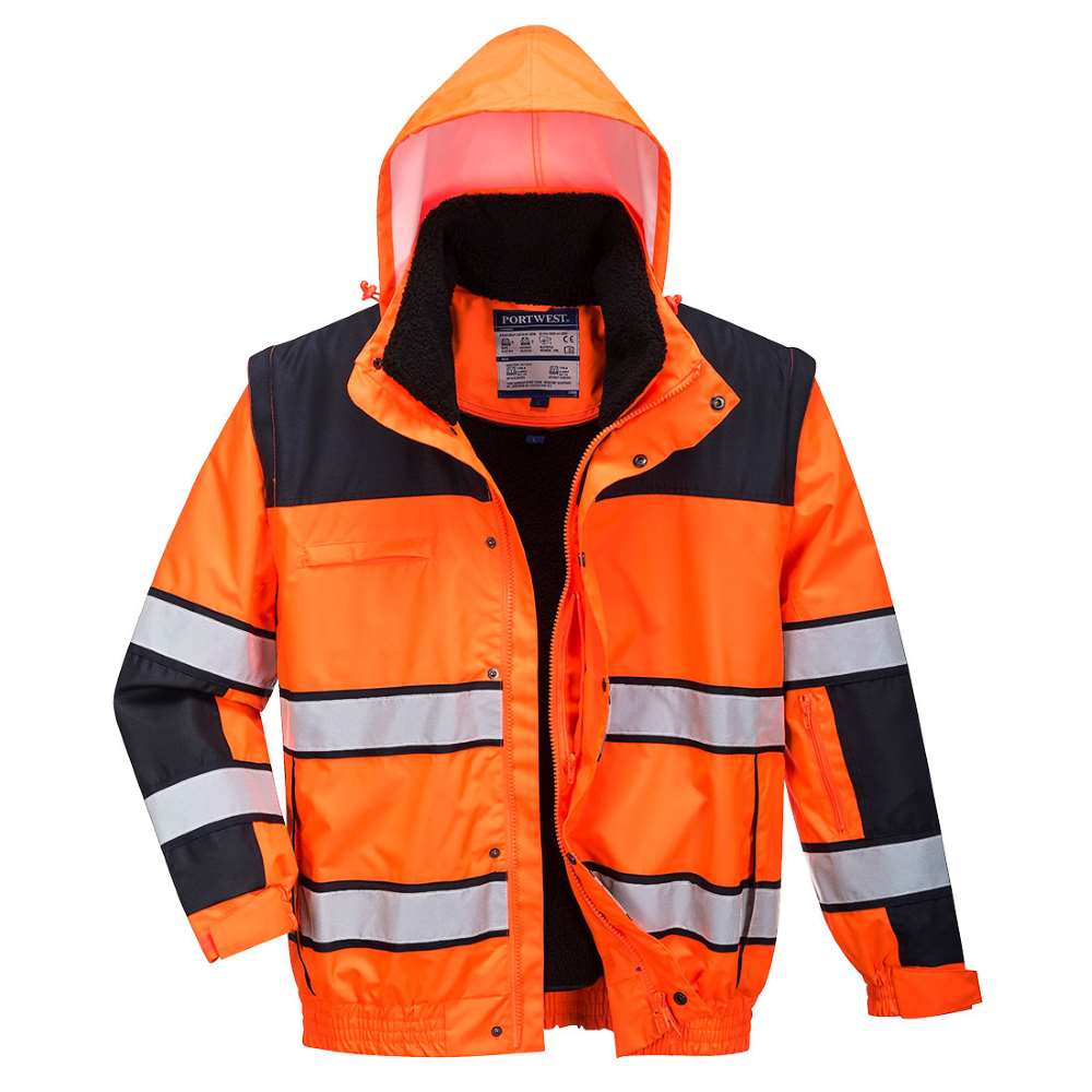 Portwest Hi vis 3 in 1 jacket in orange and black