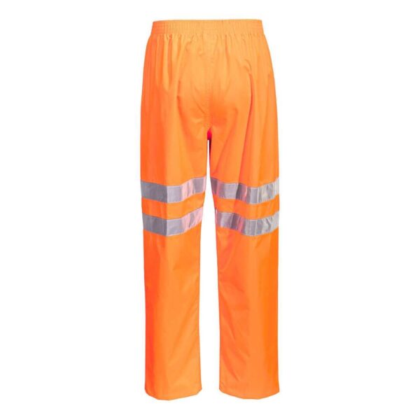RT31 Portwest Hi Vis Rain Traffic Trousers Orange Rear View