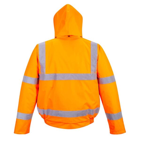 RT32 Portwest Hi Vis Winter Bomber Jacket Orange Rear View