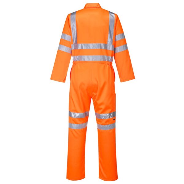 RT42 Portwest Hi vis coverall orange rear view