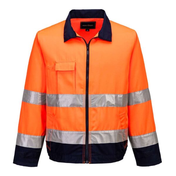 TX70 portwest hi vis contrast bomber jacket orange navy