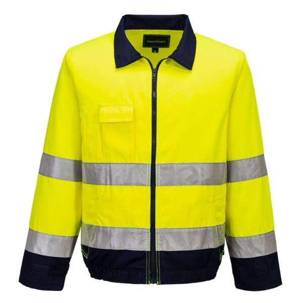 TX70 portwest hi vis contrast bomber jacket yellow navy