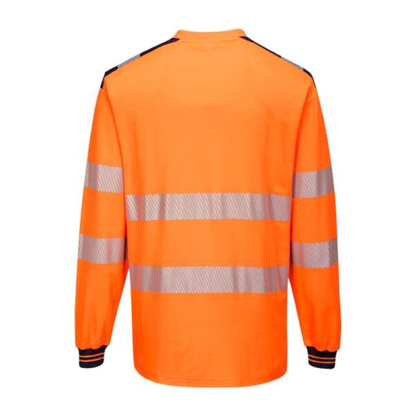 T185 Portwest Hi Vis Long Sleeve T shirt Orange Black