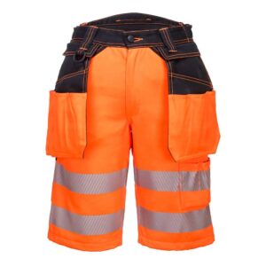 PW343 portwest hi vis holster pocket shorts orange-black