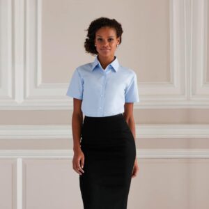 Russell Collection Ladies Short Sleeve Oxford Shirt 933F