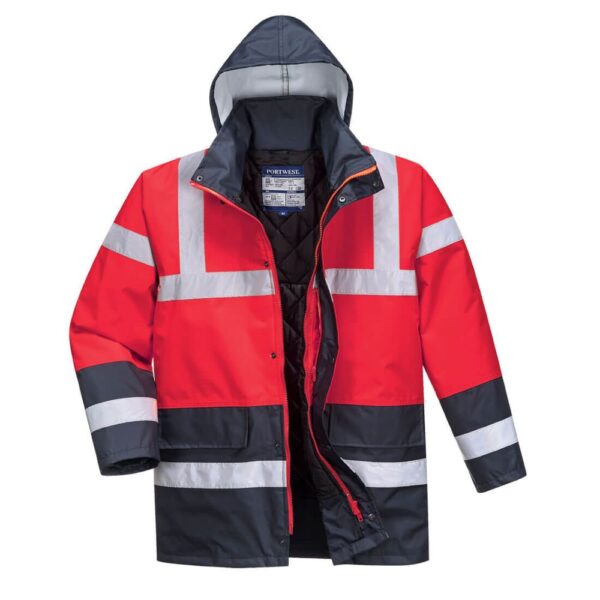 S466 Portwest Hi Vis contrast winter traffic jacket red navy