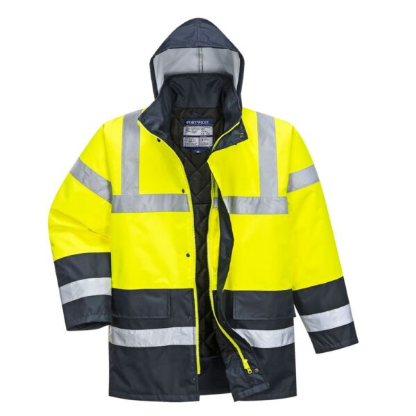 S466 Portwest Hi Vis contrast winter traffic jacket yellow navy