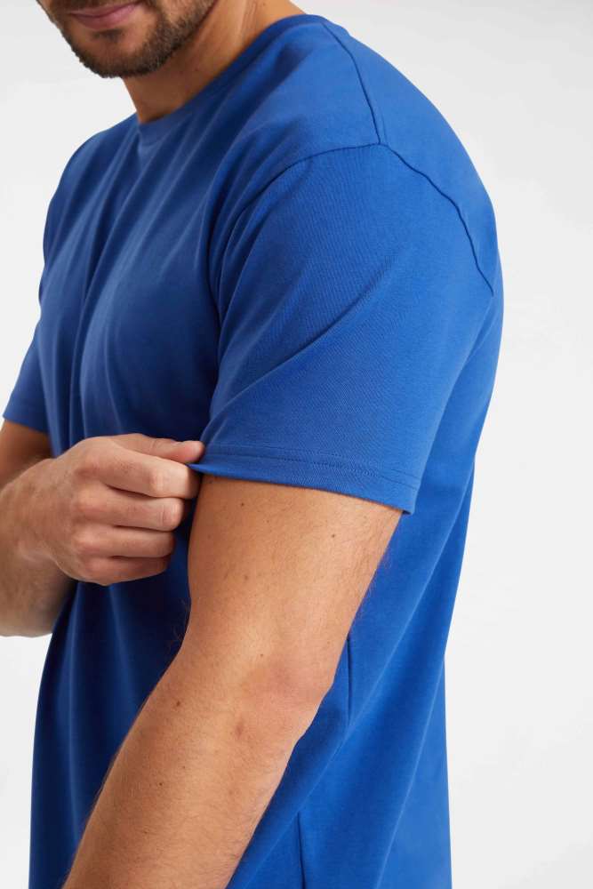 UC321 Uneek Polycotton Workwear T-shirt Royal Blue sleeve