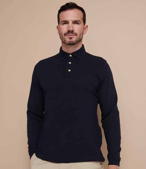 Henbury Long Sleeve Cotton Pique Polo Shirt H105