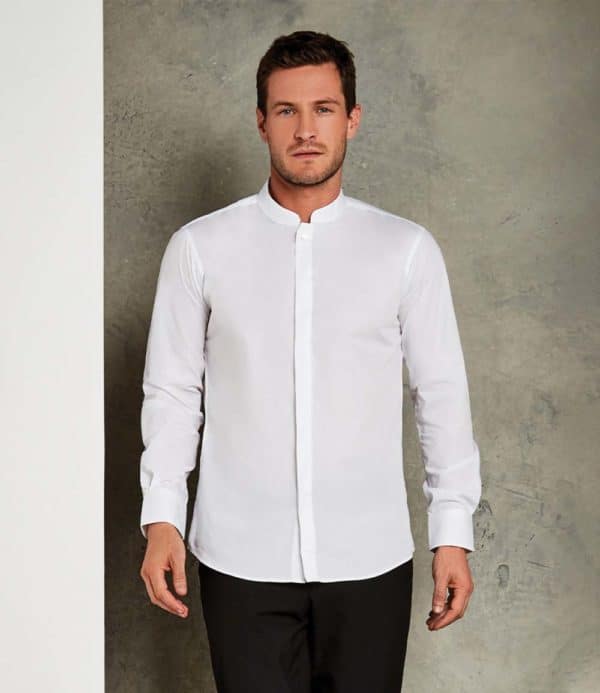 Kustom Kit Long Sleeve Mandarin Collar Shirt K161