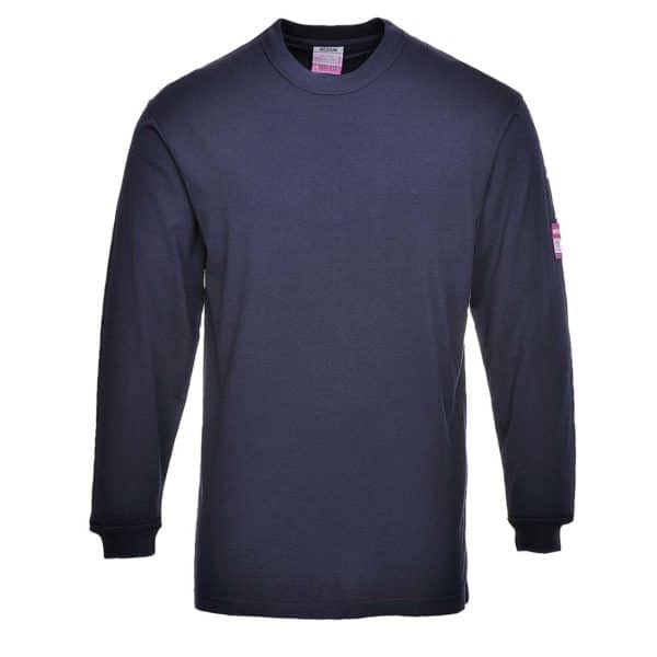 Portwest Flame Resistant Anti-Static Long Sleeve T-Shirt FR11 Navy Blue