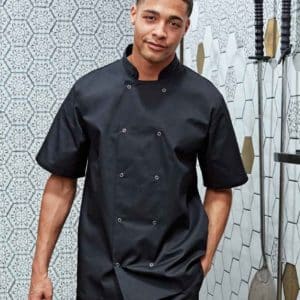 Premier Unisex Short Sleeve Stud Front Chef's Jacket PR664