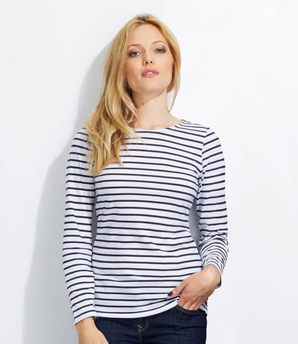SOLS Ladies Marine Long Sleeve Stripe T-Shirt 01403